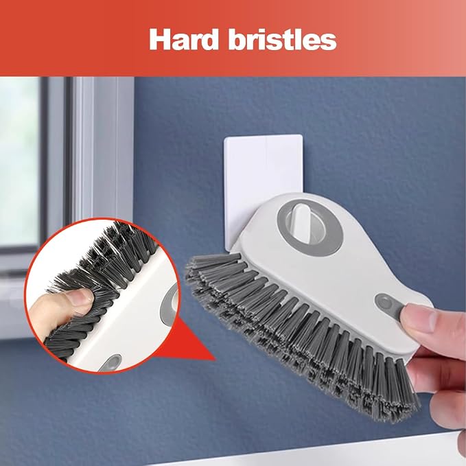 2 in 1 Groove Cleaning Brush Window Track Cleaning Tools, 2024 New Hard Bristle Crevice Cleaning Brush with Hidden Scraper, Shutter Door Window Track Kitchen Cleaning Brushes Kit (1, White)