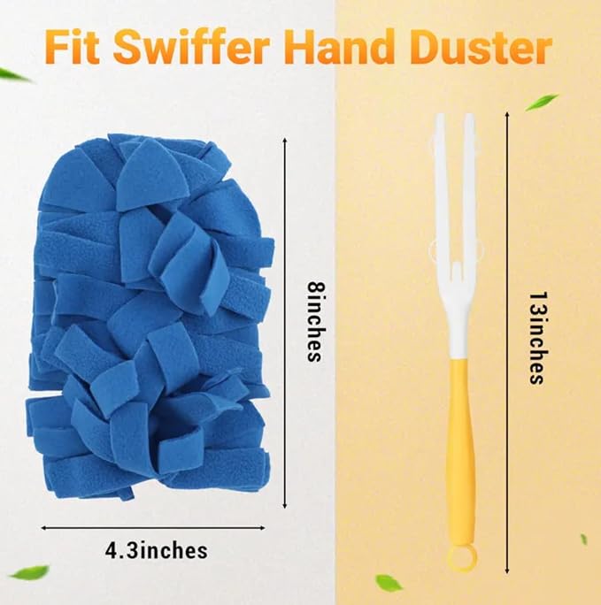 Reusable Duster Refill Compatible with Swiffer - 5 Pack 360° Electrostatic Duster Refills with Handle - Heavy Duty Dusters Refills for Dust, Hair, Furniture, Blinds & Ceiling Fans