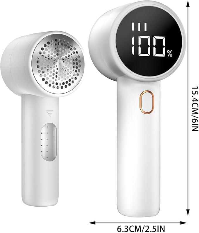 Fabric Shaver,Lint Remover Rechargeable,Lint Shaver, Hairball Trimmer,Digital LED Display to Remove Pilling for Clothes, Furniture, Sweater, Couch, Blanket (White)