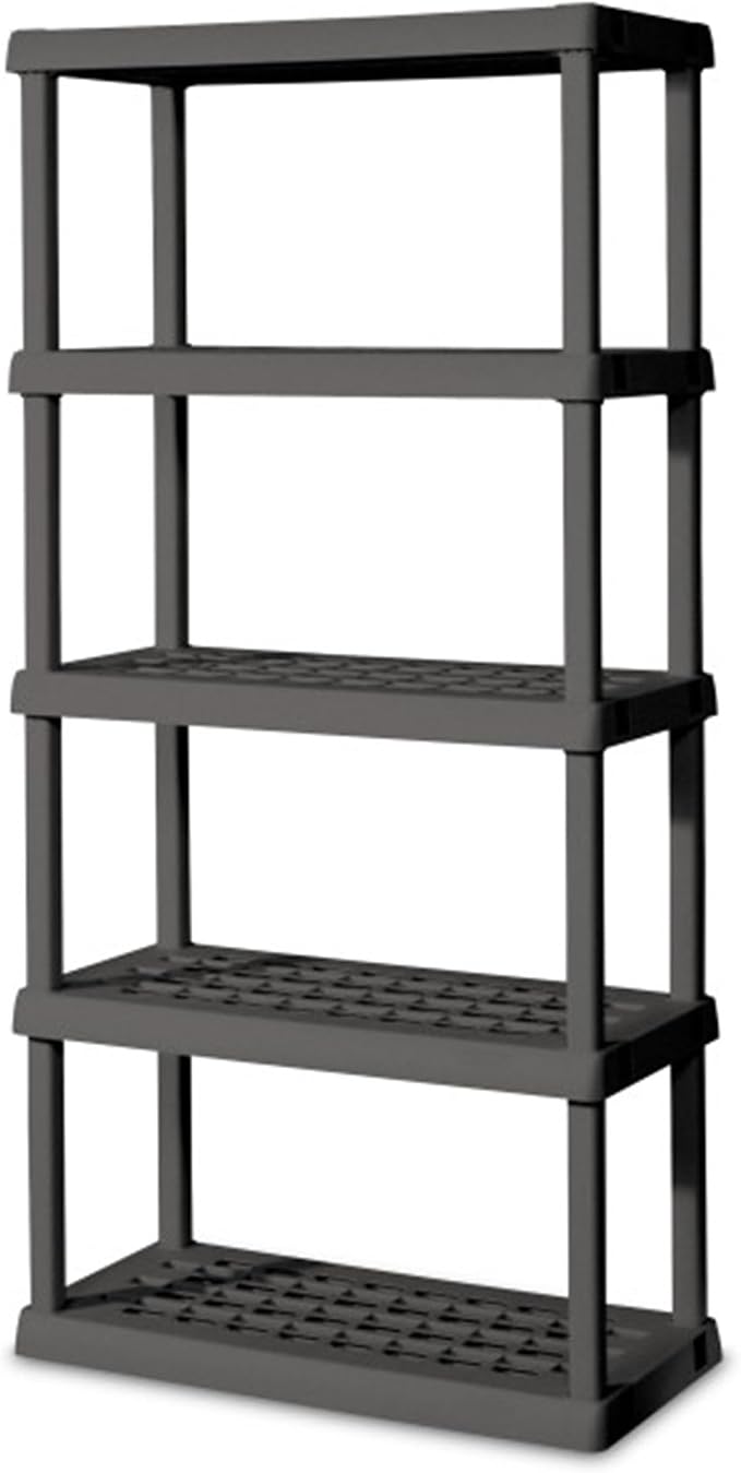 Sterilite 5 Shelf Unit, Heavy-Duty Shelving Storage Rack for Home and Garage, Gray - Multipurpose Plastic Organizer Shelves for Smart Organization | Freestanding Organizer with 150 lb Capacity Per Shelf for Kitchen, Bathroom, Garage, Basement, Pantry &...