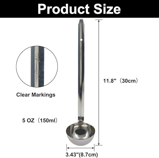 5 Oz Stainless Steel Ladle, 3 Pcs Sturdy Soup Ladle, 11.8" Long Handle Length for Stirring, Portioning and Serving Soup and Stew in Restaurants and Home (3.43" Bowl Diameter)