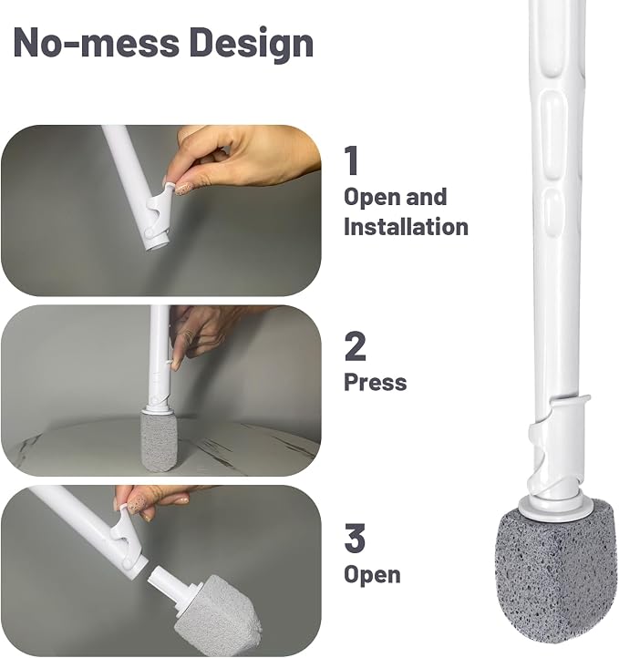 Upgrade Pumice Stone Toilet Bowl Cleaner for Toilet Bath Kitchen Household Cleaning,16.7Inch Bathroom Cleaner Brush Toilet Wand+ Pumice Stones (5 Pack)