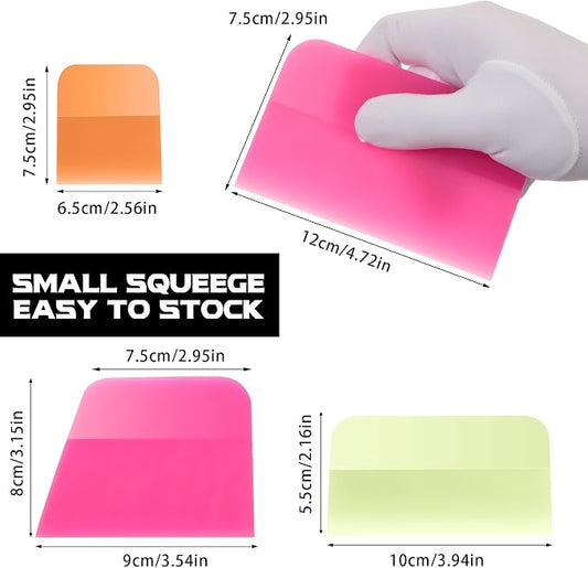 4 Pcs PPF Squeegee Soft Silicone Rubber Scraper, Anti Scratch TPU Coating Scraper for Car Vinyl Paint Protection Film Installation, Vinyl Wrap and Window Tint Windshield Glass Cleaning Kit, 4 Sizes