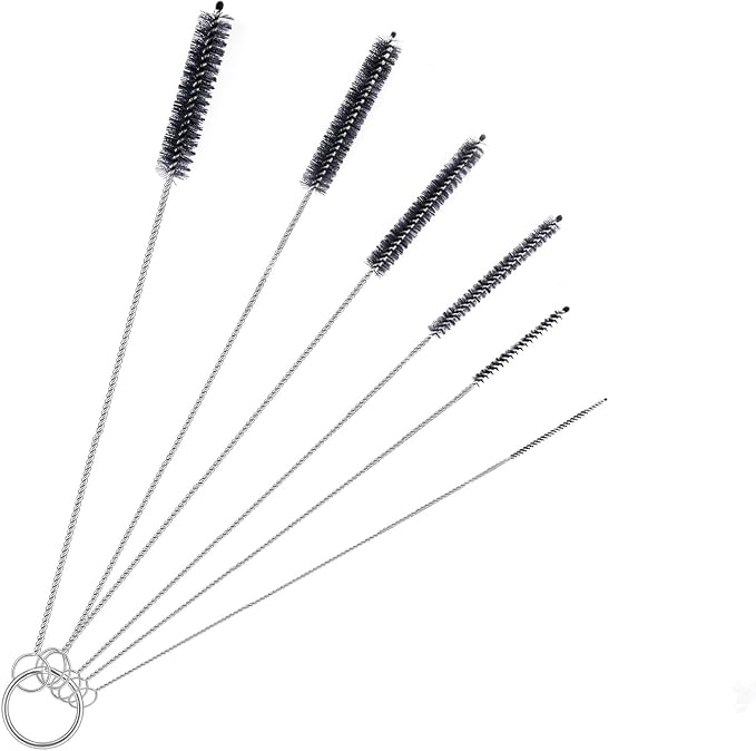 Brush Family Straw Cleaner Brush Set,6 Piece Long Drinking Straws Cleaning Brush Pipe Tube Tiny Brushes 10-inch,Black