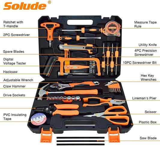 SOLUDE Tool Set,48-Piece Home Tool Kit for Men Women Homeowner,Household Basic Tool Set with Case for Home Maintenance and DIY Projects