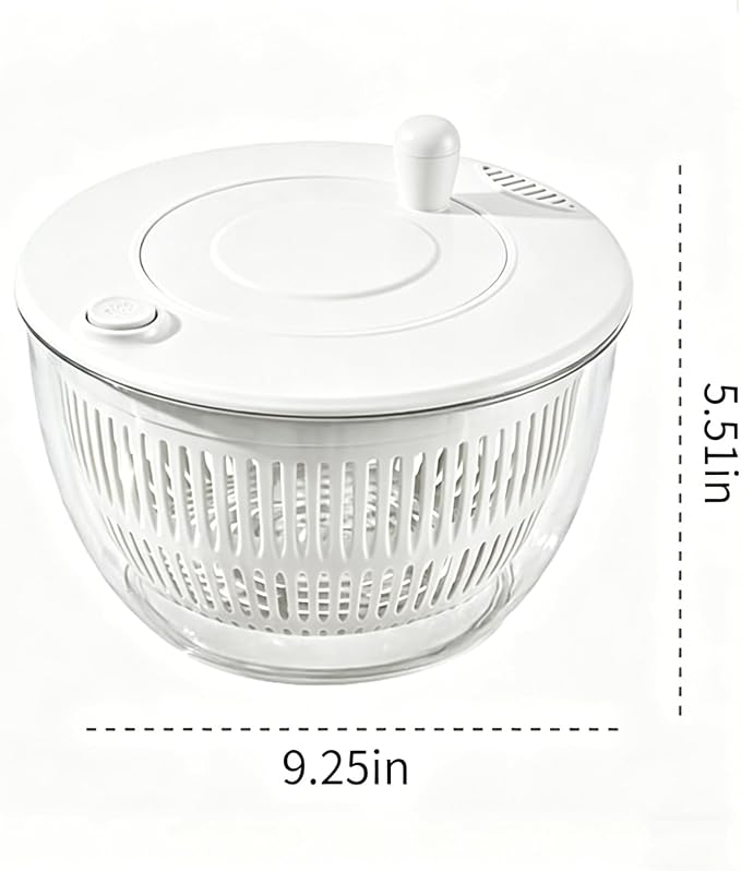 Ceruaxb Salad Spinner Chopper Large with 5 Blades Slicer, Vegetables Fruits Wash Bowl, Lettuce Spinner and Dryer, Egg Yolk Strainer Slicer Shredder for Kitchen Colander, 5.3 Qt, White