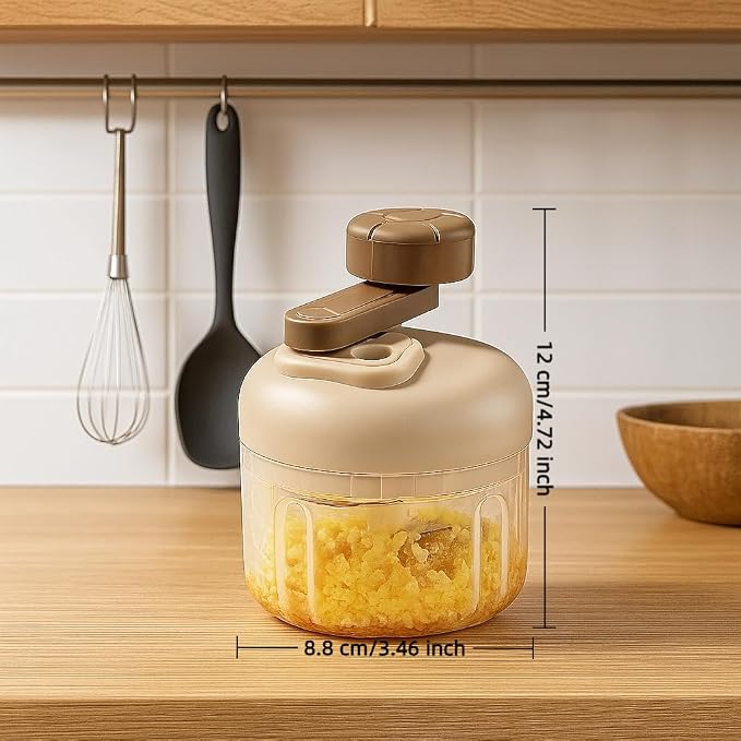 Manual Food Processor with 3-Speed Adjustable Crank,Hand Crank Food Chopper - Manual Multifunctional Portable Kitchen Gadget for Mincing Garlic, Vegetables, and Nuts
