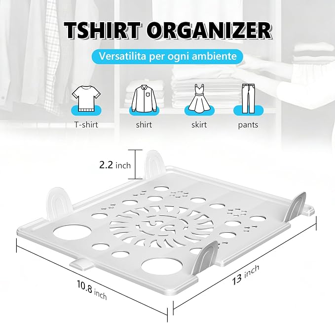10Pcs Stackable Closet Organizer & Shirt Folding Board Bundle | Space-Savin Closet Organizers and Storage , Foldable ,Ideal for Tshirts ,Sweater ,Pants Storage in Bedroom and Dormroom Black