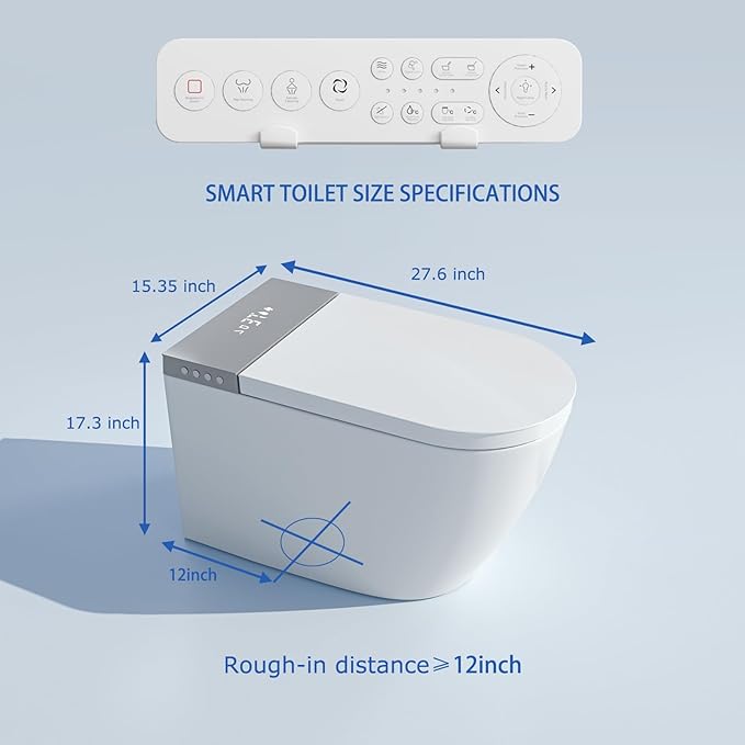 BONSAM Smart Toilet with Auto Open/Close Lid, Modern Toilet with Bidet Built In, Foam Shield, Auto Flush, Warm Water&Dryer, Self-Cleaning Heated Seat Toilet with Remote Control for Seniors & Families.
