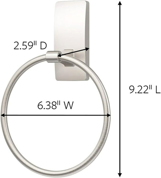 Command Hand Towel Holder Satin Nickel with Water Resistant Command Strips,Rust Resistant Bathroom Organizer,Holds up to 5 lbs,(Pack of 8)