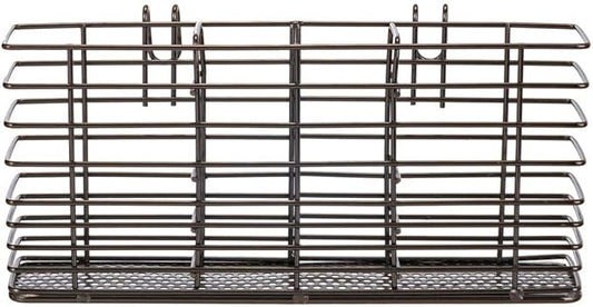 SANNO Stainless Steel Utensil Drying Rack and Cutlery Organizer With Hooks - Removable Silverware Holder, Black