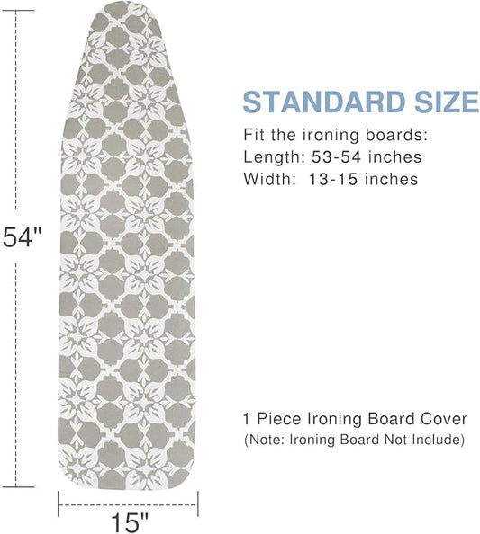 VividPaw Ironing Board Cover and Pad, Thick Padding, Elastic Edge, Silicone Coated, Resist Scorching, Adjustable Fastener, Heavy Duty Padded Iron Board Covers (Floral Tiling, 15" x 54")