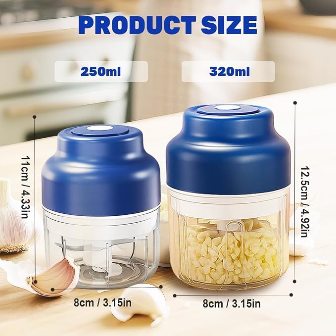 Electric Mini Garlic Chopper Set, 2026 New Small Garlic Chopper Mincer, USB Rechargeable, Wireless Veggie Grinder, Rapidly Garlic Minces Ginger Onion Chili Veggie (Purple, 320ml)