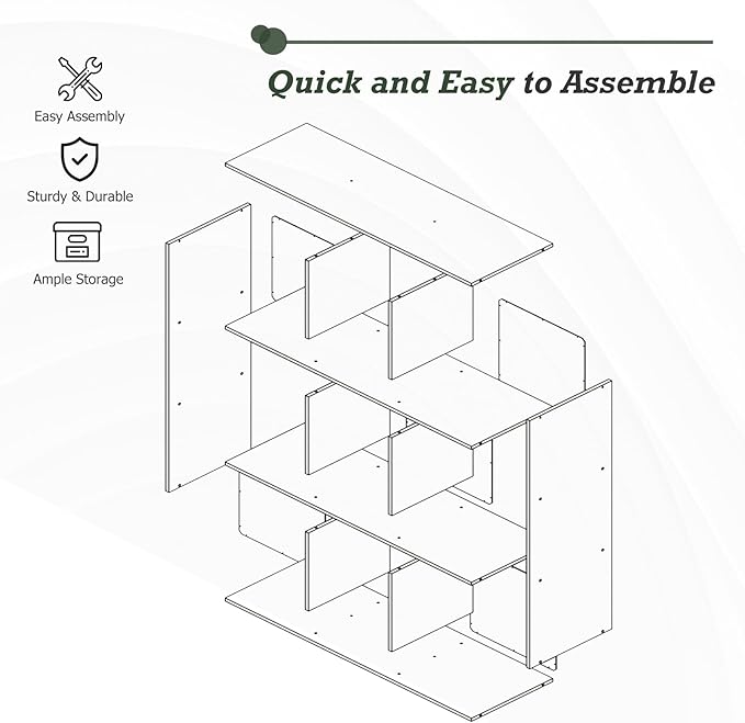 9 Cube Storage Organizer, Reversible Bookcase Shelf | Open Cube Bookshelf, Large Modern Storage for Living Room, Bedroom & Office, Black