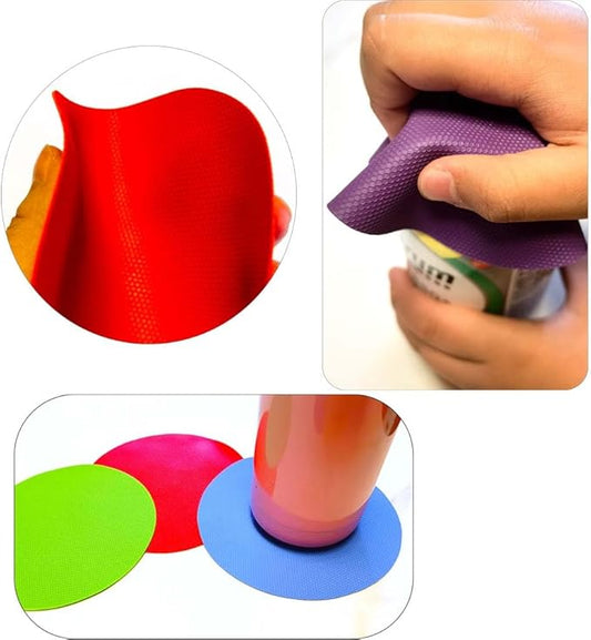 4pcs Rubber Jar Opener Bottle Gripper Non Slip Pad Multi-function Can Opener for Seniors with Arthritis Weak Hands (Circle Three)