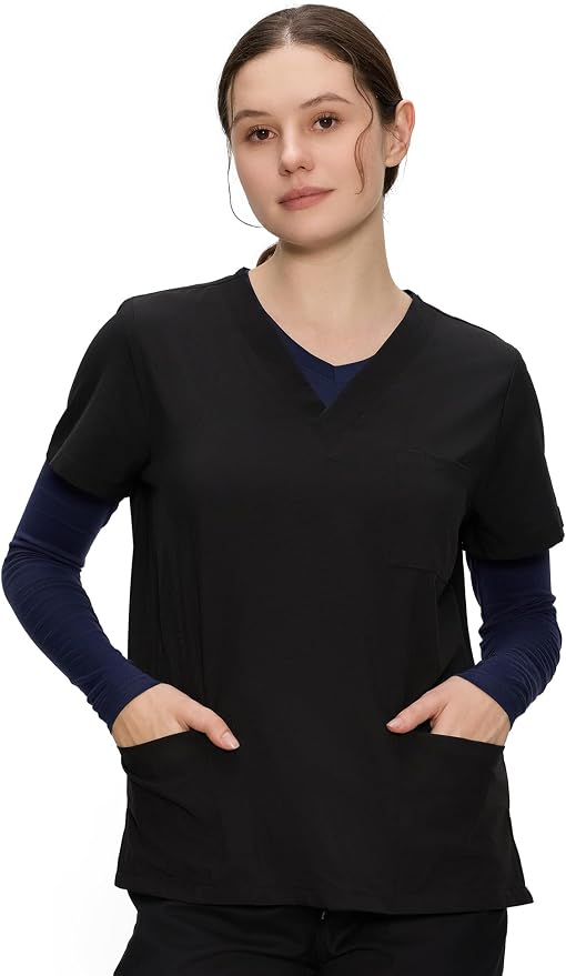 COZYFIT Women’s Underscrub Tee, V-Neck Long Sleeve Undershirt | Soft & Easy Care Fabric, Slim Fit, Smooth Touch, Comfort V-Neck Tee, Machine Wash, Multiple Sizes for Choose