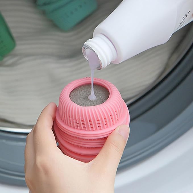 Reusable Fabric Softener Dispenser Balls Laundry Dryer Balls for Washing Sponge Household Substitute Cleaning Tool (Pink)