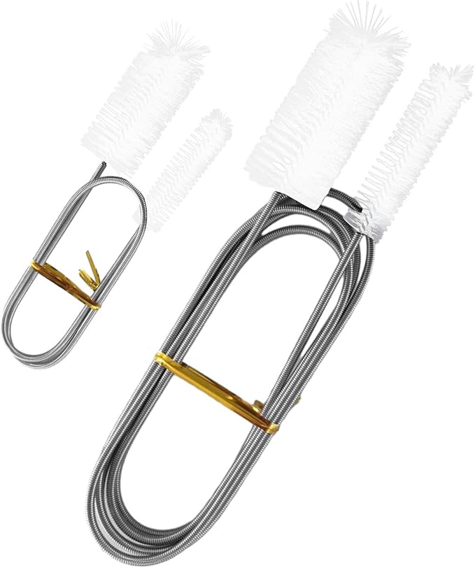 2pcs Flexible Long Drain Brush Set, Hose Pipe Stainless Steel Nylon Bristles Brushes with Dual Heads Tube Cleaner Brush for Kitchen, Sink, Drain Pipe, and Pipe Cleaning Tool