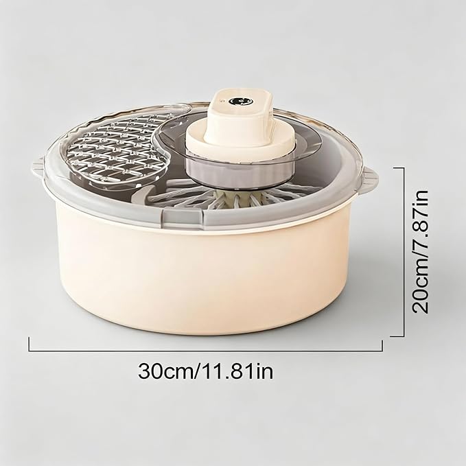 Salad Spinner and Produce Washer, Multifunctional Vegetable Dryer, Electric Lettuce Spinner with Non-Slip Base, Fruit and Veggie Cleaner for Kitchen Prep (QJXZQ-blue-01)
