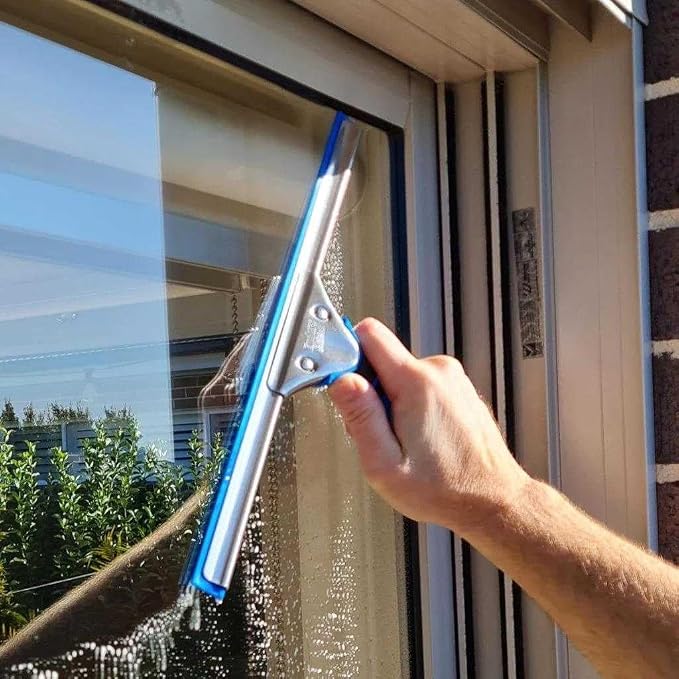 Squeegee & Window Washer Combo - Professional Grade Cleaning Tool for Sparkling Windows, Glass, and Surfaces - Ergonomic Design for Effortless Cleaning