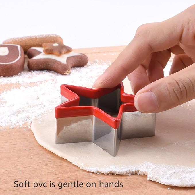Star Cookie Cutters Set 3pcs Stainless Steel, Food Grade Large & Mini Star Cookie Cutter for Pressing Cookie, Sandwich and Bread