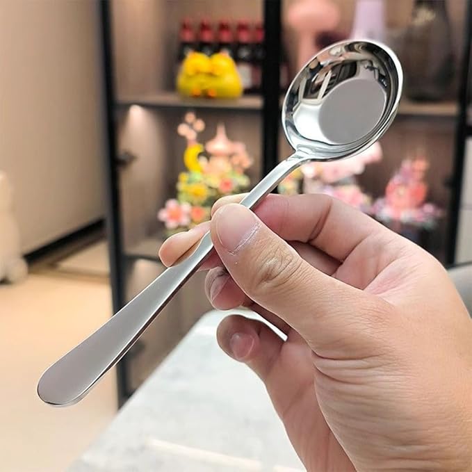 Ouliget Gravy Ladle Spoon,Deep Bottom Korean Style Sugar Spoons,Heavy Duty Stainless Steel Spoon for Spooning Sauces or Serving Soup,7.1 Inch, Set of 2