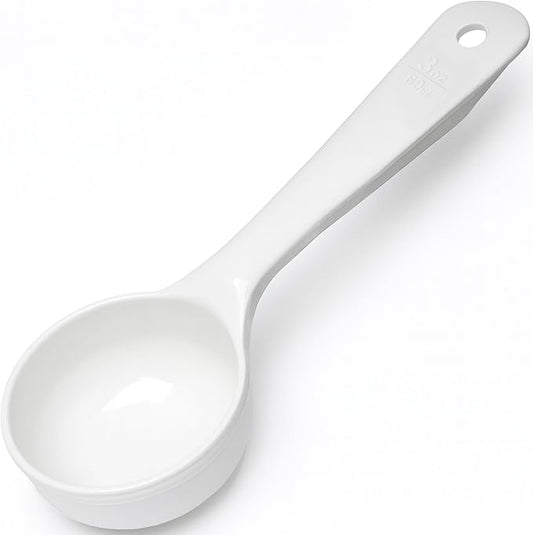 Carlisle FoodService Products Measure Miser Solid Measuring Spoon with Short Handle, 3 Ounces, White (Pack Of 12)