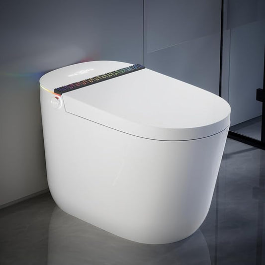 WinZo Smart Toilet,Modern Smart Toilet with Bidet Built In with Foot Sensor,Tankless Toilets Auto Open/Close Lid with Dryer,ADA Comfort Height Heat Seat,Instant Warm Water,Power Outage and Flush White