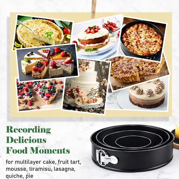 Tellshun 8 Inch Non-stick Springform Pan with 50 Pcs Parchment Paper Cheesecake Pan with Removable Bottom Baking Mold Round Leakproof