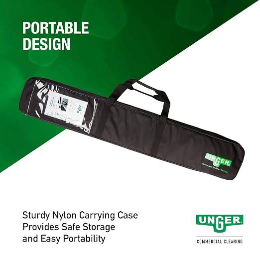 Unger Commercial ErgoTec Set – Complete Window Cleaning Kit with Squeegee, Scraper, Scraper Blades, Telescopic Pole, and Ergonomic Handle for Professional Streak-Free Glass Cleaning (ETSET)