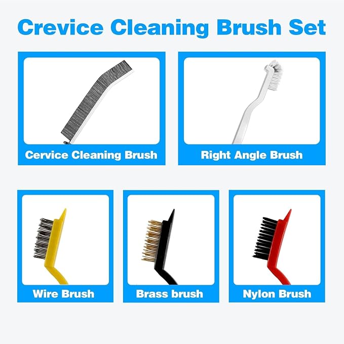 Crevice Cleaning Brush Set, 12 Pack | Hard Bristle, Gap Cleaning Tool