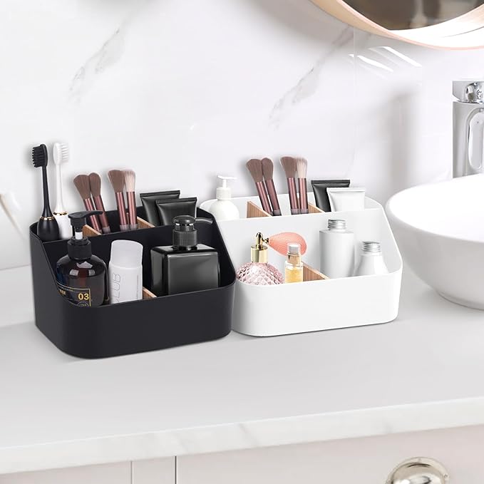 Ayswupt Electric Toothbrush Holders for Bathrooms,White Tooth Brushing Holder,Kids Toothpaste Holder with Dividers,Bathroom Countertop Organizer,Tooth Brush Storage Caddy for Sink Vanity Office