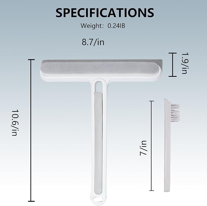 4-in-1 Shower Squeegee for Glass Doors, Silicone Window Squeegee with Foam Brush & Crevice Scraper, Small Bathroom Glass Cleaner Tool for Shower, Mirror, Tile, Window and Kitchen