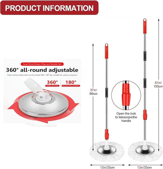 Spin Mop Replacement Handle 360 Degree Spin Mop Pole Handle Replacement Rotating Telescopic Stick for Head Replace Spinning Household Cleaning Accessories for Home