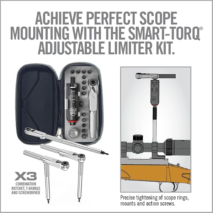 Real Avid Smart-Torq & X3 Driver Kit - Adjustable Limiter 15-65 In-Lbs, 3-in-1 X3 Driver Ratchet, T-Handle, Screwdriver, 12 Bits in a Compact Case