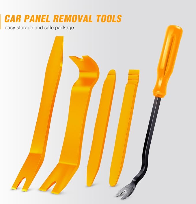 GOOACC 5 PCS Nylon Auto Trim Removal Tool Kit No-Scratch | Removal Tool Kit for Car Clip Panel & Audio Dashboard Dismantle Yellow