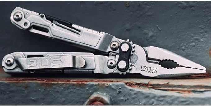 SOG PowerPint Mini Compact Stainless Steel Multi-Tool |18 Lightweight Specialty Tools & SOG Multitool Pliers Pocket Knife, Stone Wash | 18 Locking Tools, Compound-Leverage Needle-Nose Pliers, Magnetic 1/4 Hex Bit Driver, 5 Length, 4.2 Oz, Stonewash Finish