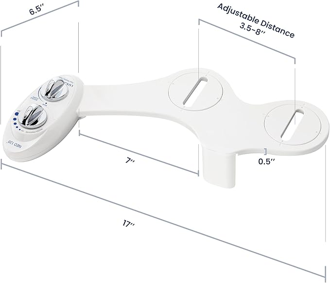 LUXE Bidet NEO 120 - Single Nozzle, Self-Cleaning, Non-Electric Bidet Attachment for Toilet Seat, Adjustable Water Pressure, Rear Wash (White)