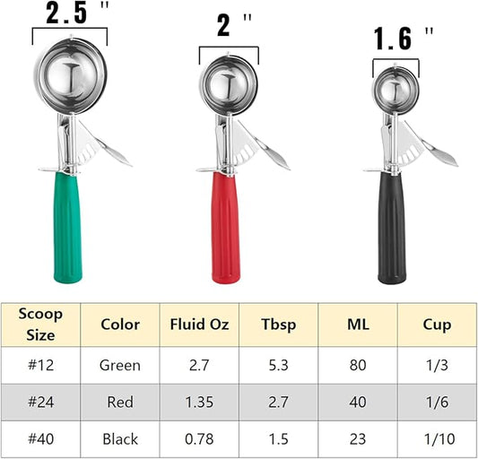 Saebye Cookie Scoop Set, Ice Cream Scoop Set, Cookie Scoops for Baking, Multiple Size Large-Medium-Small Size Disher, Professional 18/8 Stainless Steel Cupcake Scoop
