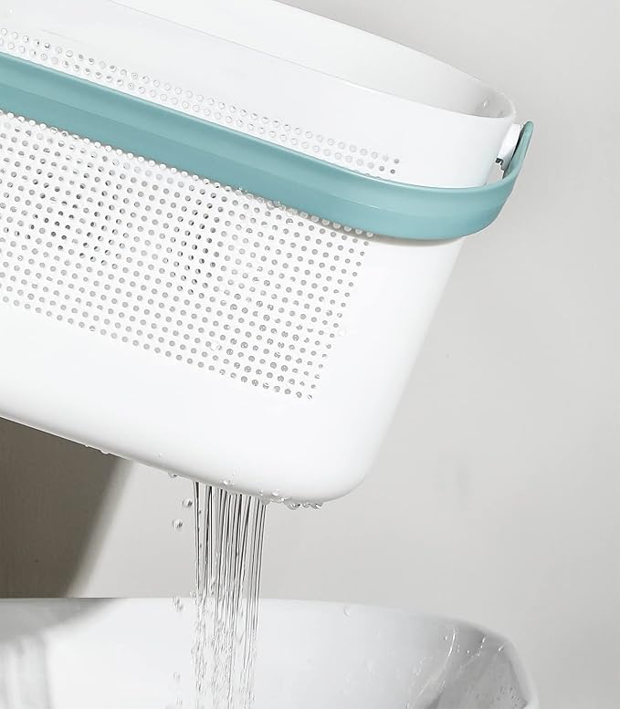 Plastic Protable Shower Caddy Basket, Storage Organizer with Handle, Green | Bottom Drain Holes, Keep Dry, Sturdy and Durable, Easy to Carry for Bathroom, Kitchen, Dorm Room, RV, College