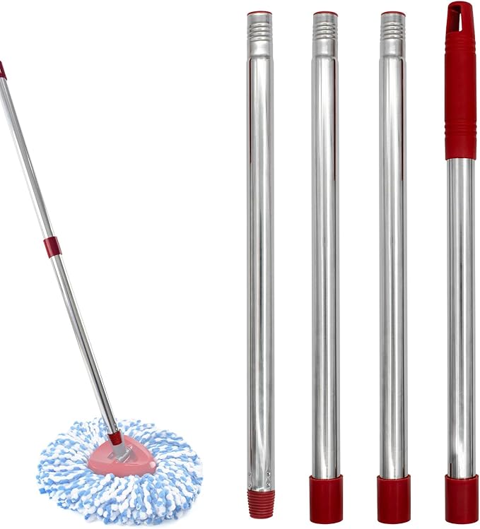 Mop Handle for Ocedar, Mop Handle for O Cedar, 4-Section Spin Mop Handles Replacement for Ocedar Spin Mop and H2pro Flat Mop, 30" to 58" Adjustable Extra Long Stainless Steel Handles for O Cedar Mop