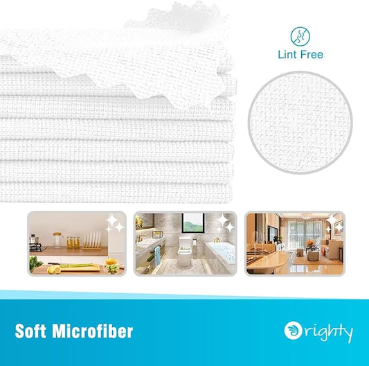 Orighty Microfiber Cleaning Cloth, 400 Pack Highly Absorbent Cleaning Rags, Household Cleaning Supplies, Reusable Microfiber Towels Lint Free Cloths for House, Kitchen, Car Care, 12x11 inch, White