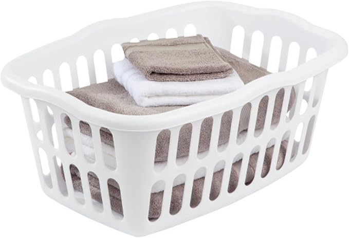 Sterilite 12-Pack Rectangular Laundry Basket, Plastic Clothes Hamper, 1.5 Bushel, White - Dirty Clothing Storage Organizer with Handles for Bedroom, Bathroom, and Closet | 1.5 Bushel, White - Dirty Clothing Storage Organizer with Handles for Bedroom, B...