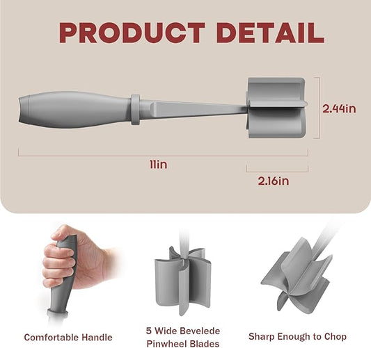 Meat Chopper, Hamburger Grinder, Premium Heat Resistant Smasher for Ground Beef, Burger Grinder Nylon Potato Mix Tool-Grey