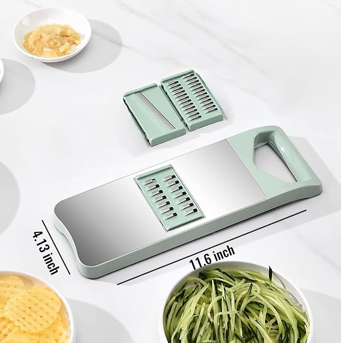 NACOLUS 3-Blade Mandoline Slicer for Kitchen,Stainless Steel Slicer Vegetable Cutter, Carrot Shredder, Kitchen Grater(Seafoam green, 3-in-1)