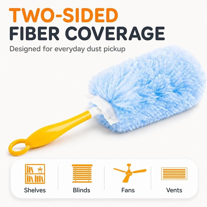 Duster Refills Compatible with Swiffer Duster Handles, 20 Count, 1 Handle | Heavy Duty Fluffy Microfiber,Disposable Dusting Pads for Cleaning Blinds, Fans, Furniture, Shelves, Unscented
