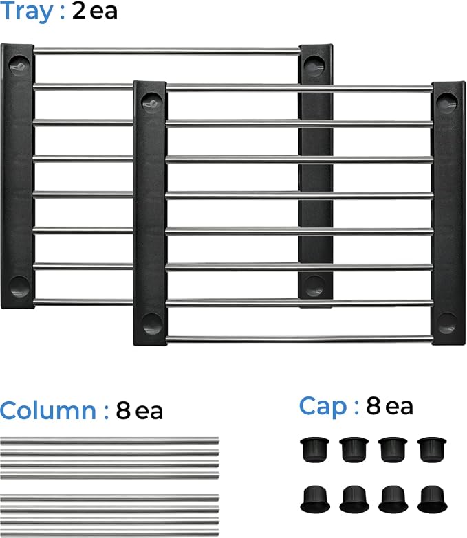 carrotez Set of 2 Stackable Cabinet Organizer Shelf 9.8 x 7.8 x 6.1 Black | Kitchen Counter Shelves, Kitchen Cabinet Organizers and Storage, Pantry Storage Shelf Organizer