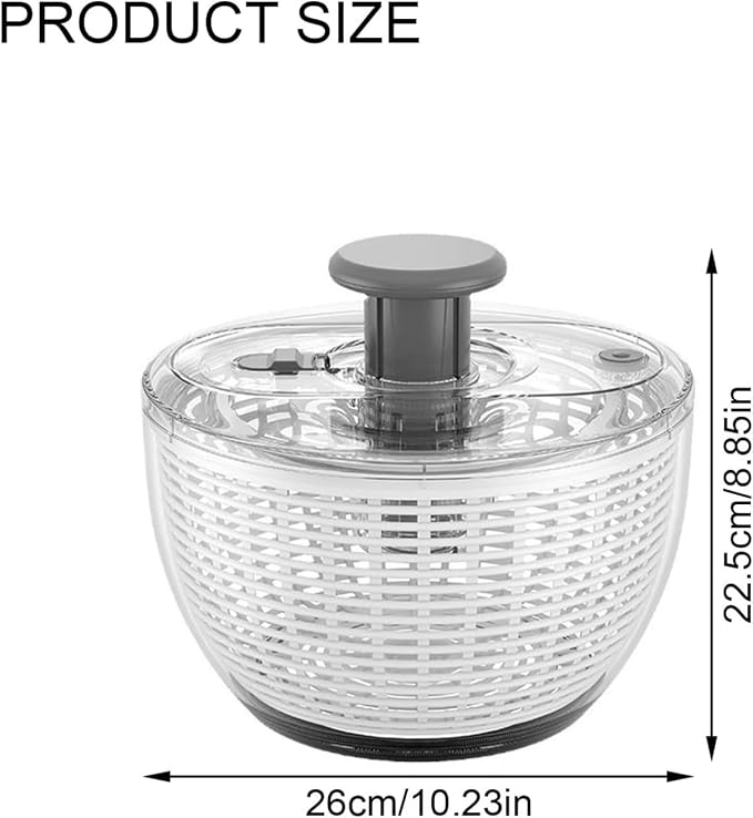 Glass Salad Spinner, Vegetable Cleaner, Fruit Washing Bowl with Strainer, One-Touch Brake, Fruit and Veggie Wash, Dishwasher Safe,Large Capacity Quick Salad Spinner,One-Touch Brake (L: 6L/5.44Qt)
