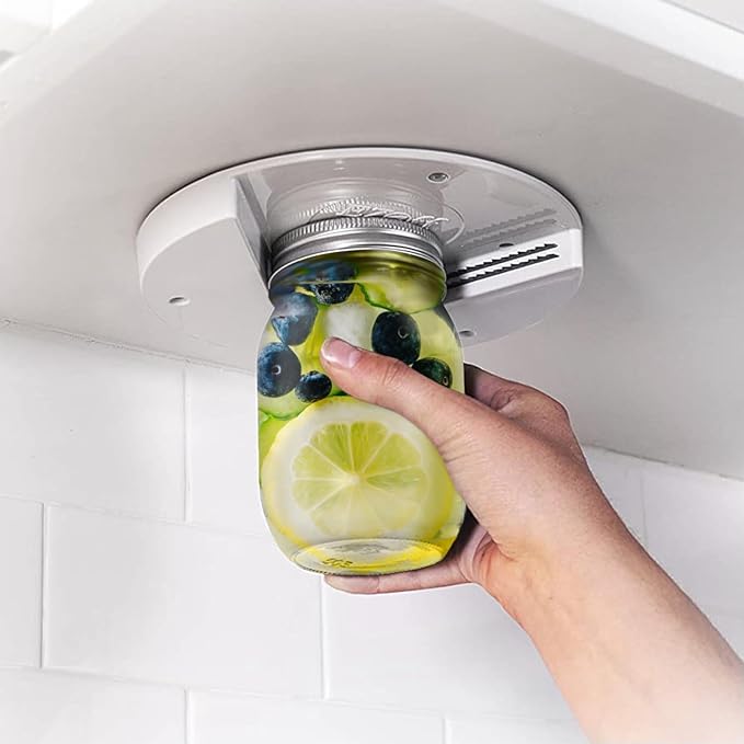 EZ Off Jar Opener for Seniors - Under Cabinet Jar Openers for Weak Hands, Easy Grip, Arthritis jar opener, One Handed Gadgets & Bottle Opener - Essential Kitchen Gadgets - 2 Bundle Pack