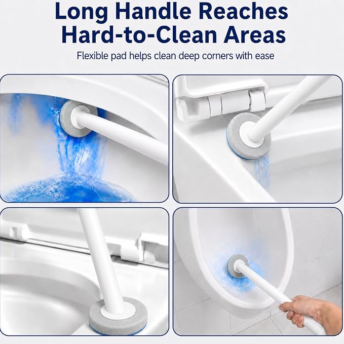 UFORU Disposable Toilet Brush with 7 Refill Heads, Toilet Wand Kit and Toilet Bowl Cleaner Brush, Wall Mounted Holder Set for Bathroom Cleaning